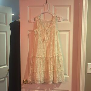 Peach Lace Sleeveless Dress
